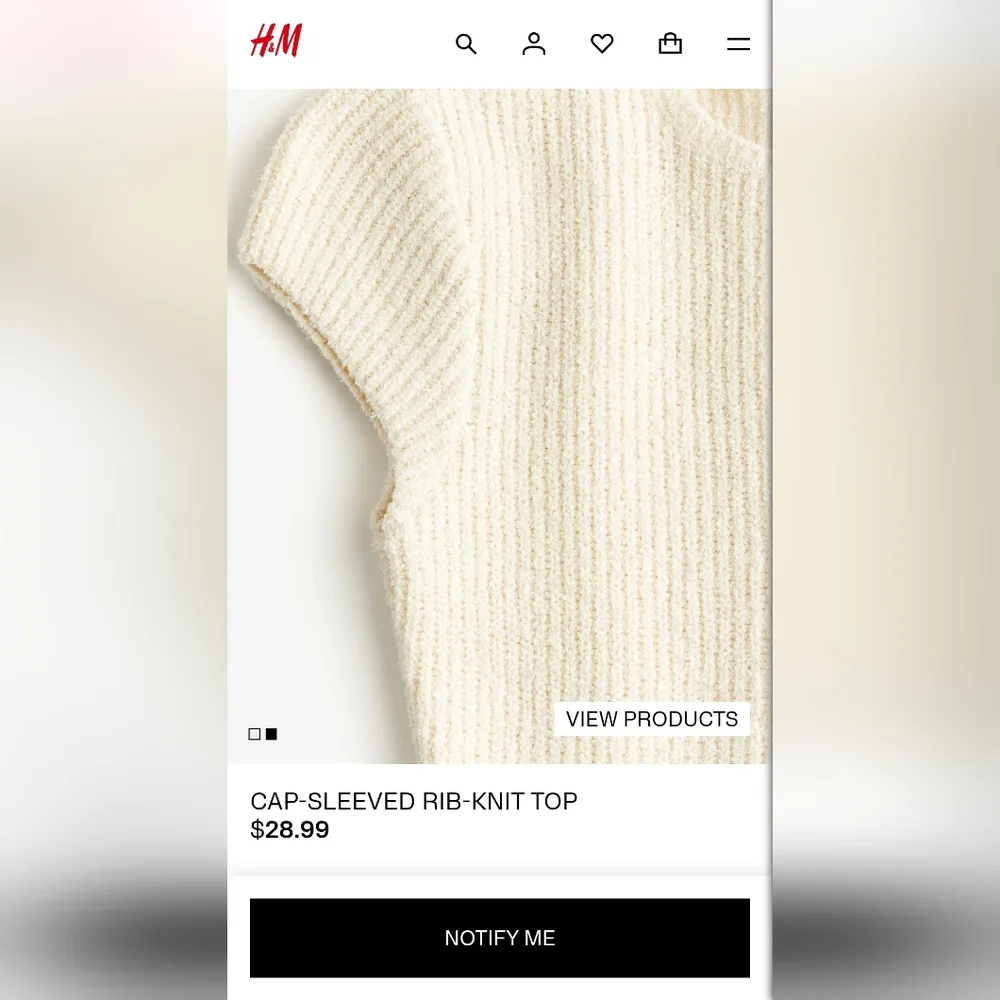 H&M Cap-sleeved Rib-knit Top SOLD OUT - Picture 6 of 8